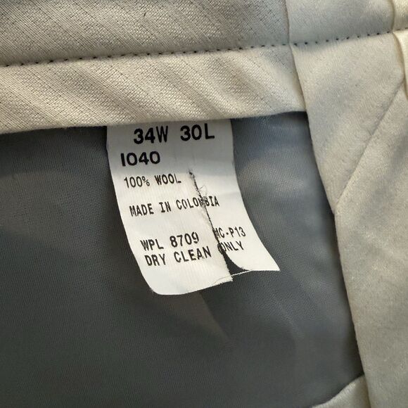 Oscar De La Renta Dress Pants Mens 34x30 Black 100% Wool Pleated - Picture 13 of 16